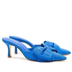 Larroude Blue Bow Mules size 7